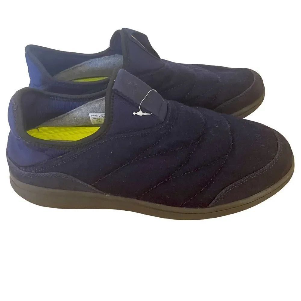 FLORSHEIM SPORTIE  Leather Textile Wool Moc Toe Slip On SHOE MENS NAVY BLUE 10